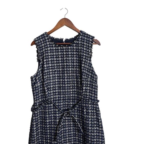 J.Crew Textured Tweed Houndstooth Sheath Dress Blue Womans 14 - Picture 3 of 10